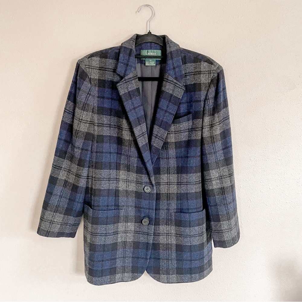 Lauren Ralph Lauren Blue and Gray Plaid Jacket